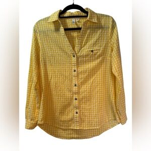 KUT From The Kloth Yellow Gingham Button Front Shirt Small